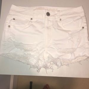 American Eagle white ripper jean shorts